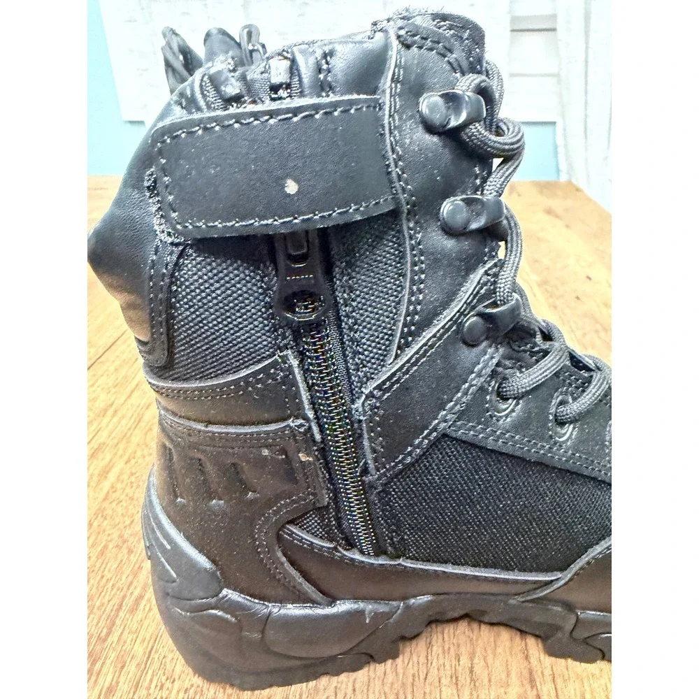 NORTIV8 Black Work Boots Men's Side Zip Lace Up Combat Tactical Size 6.5‎
